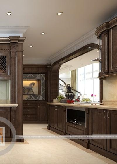  Tủ bếp gỗ óc chó cao cấp - Mã 002